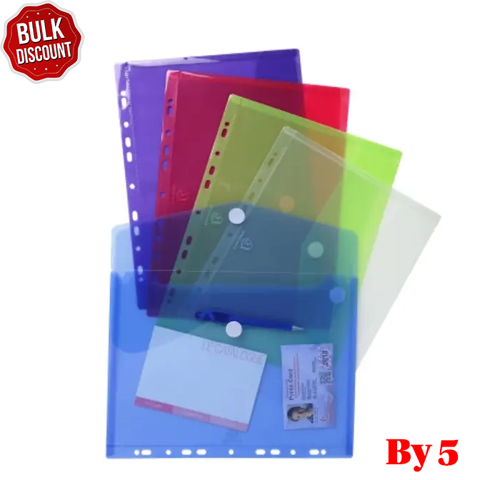 BULK DISCOUNT: Pack of 5 A4 Punched Envelope Folders (Exacompta)